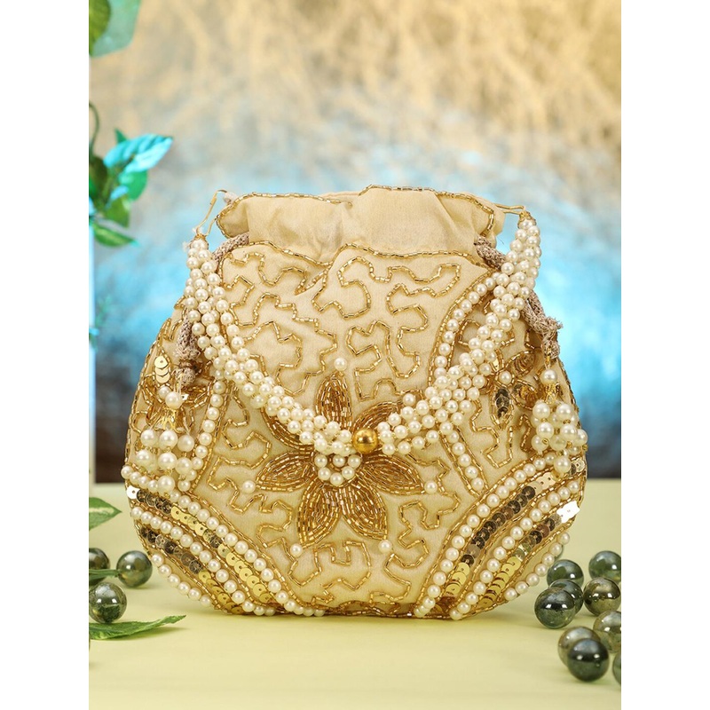 gaura pakhi Embellished Potli Clutch With Wrist Loop