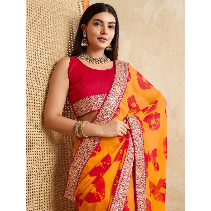 House of Pataudi Suryamukhi Printed Saree With Blouse