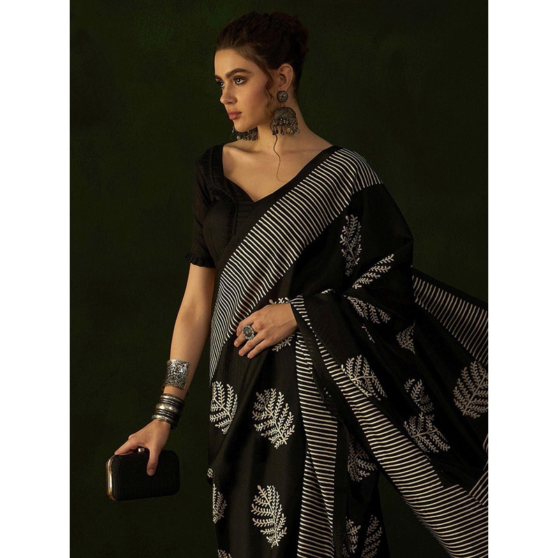 Sangria Bagh Printed Dabu Saree With Blouse