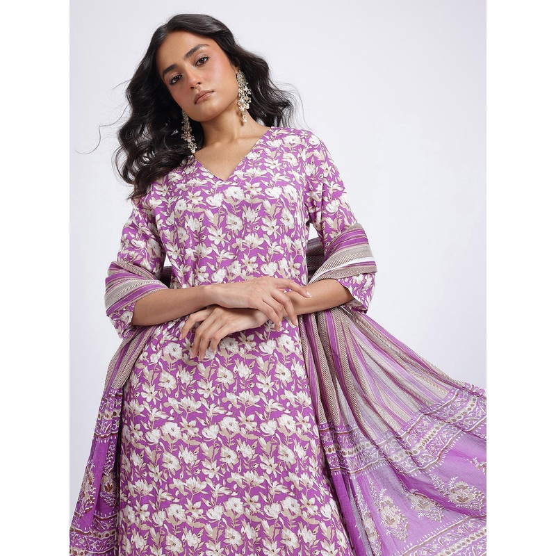 Anouk Women Indie Floral Printed Kurta with Trousers & Dupatta