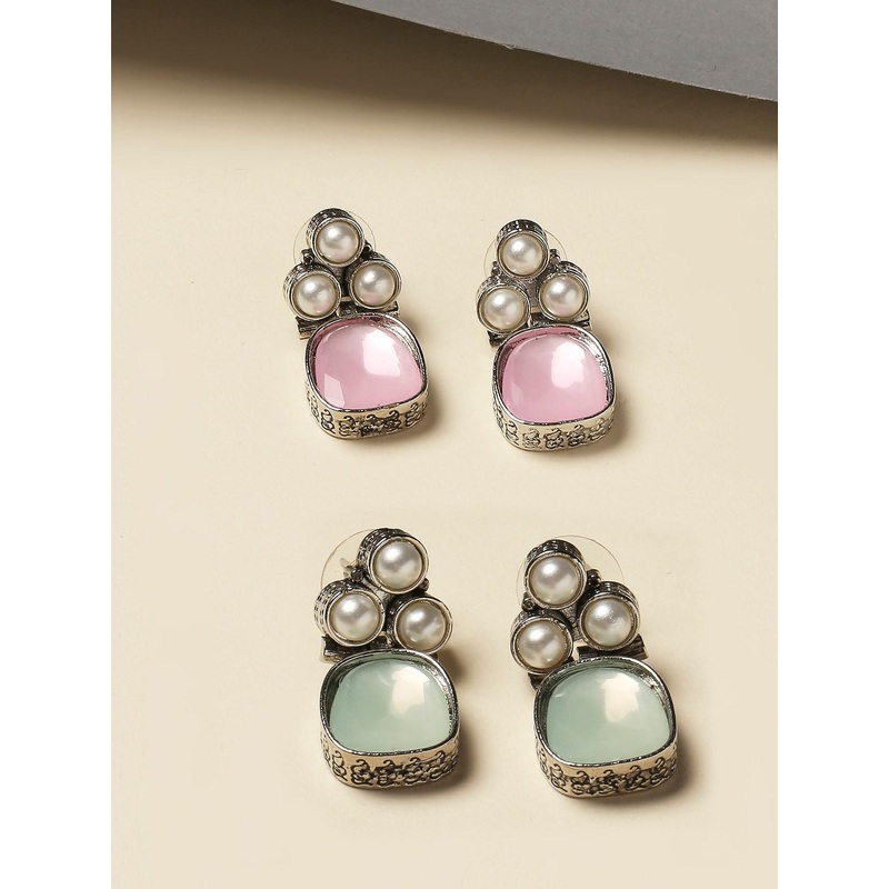 OOMPH Set Of 2 Square Drop Earrings