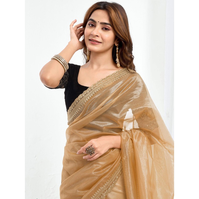 all about you Embellished Embroidered Pure Chiffon Designer Saree