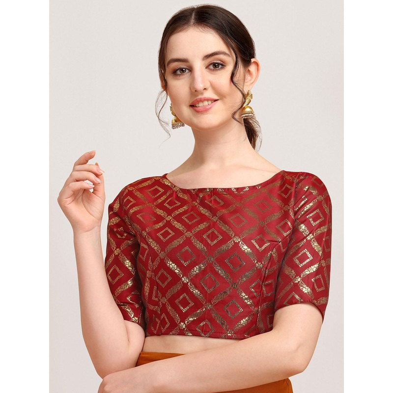 Oomph! Geometric Woven Design Saree Blouse