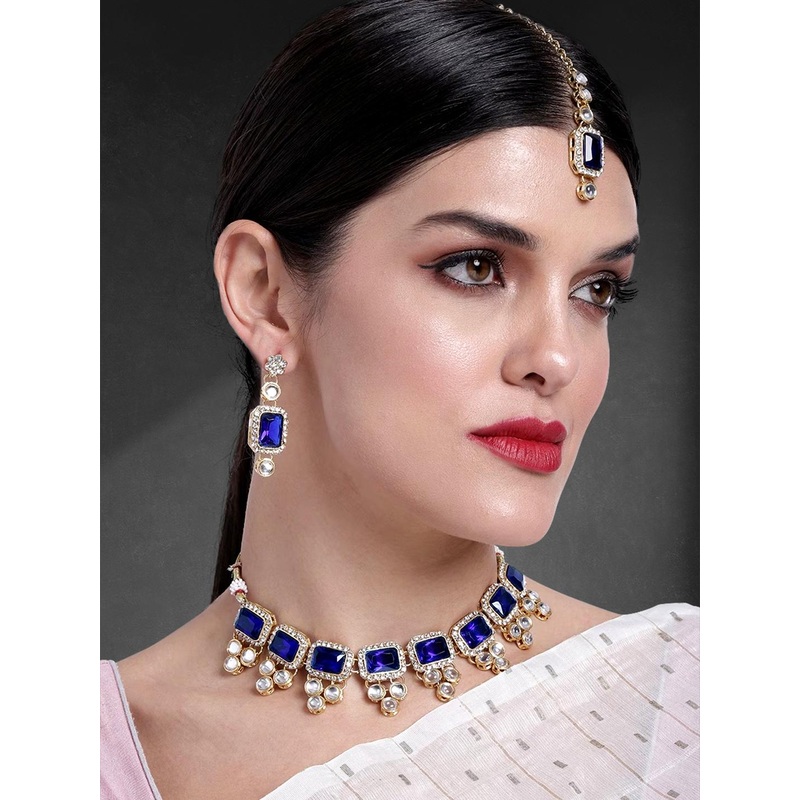 Peora Gold-Plated Kundan Necklace Jewellery Set