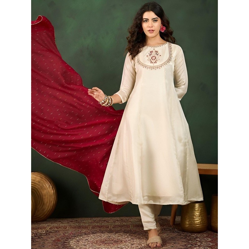 ZAIERRA Women Ethnic Motifs Embroidered Kurta &Trouser With Dupatta