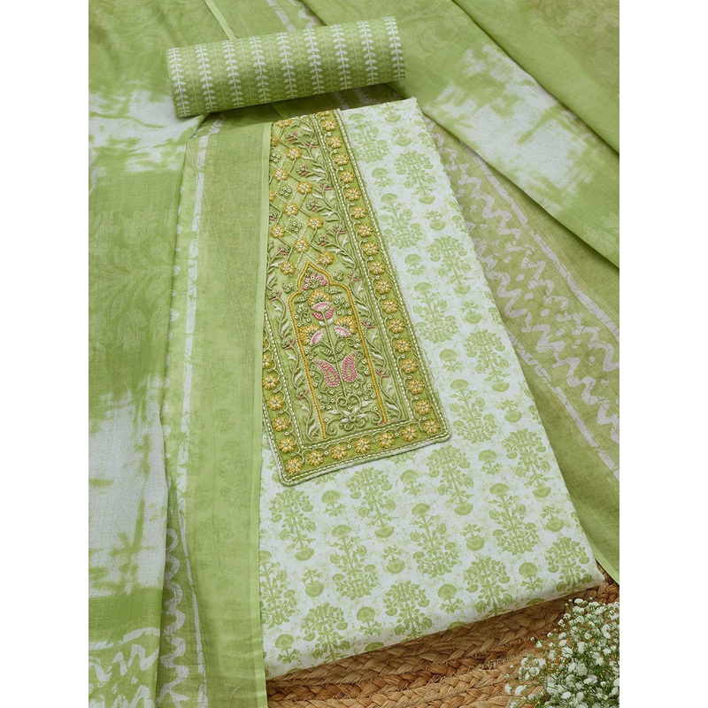 Soch Floral Printed Thread Work Unstitched Dress Material