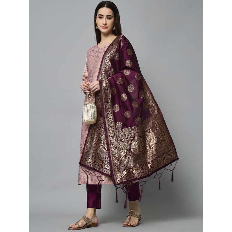 VredeVogel Women Ethnic Motifs Embroidered Regular Kurta with Trousers & With Dupatta