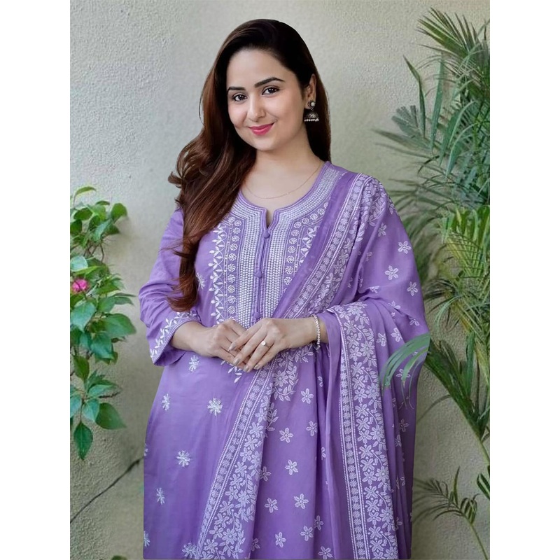 Women Floral Embroidered Kurta with Trousers & Dupatta