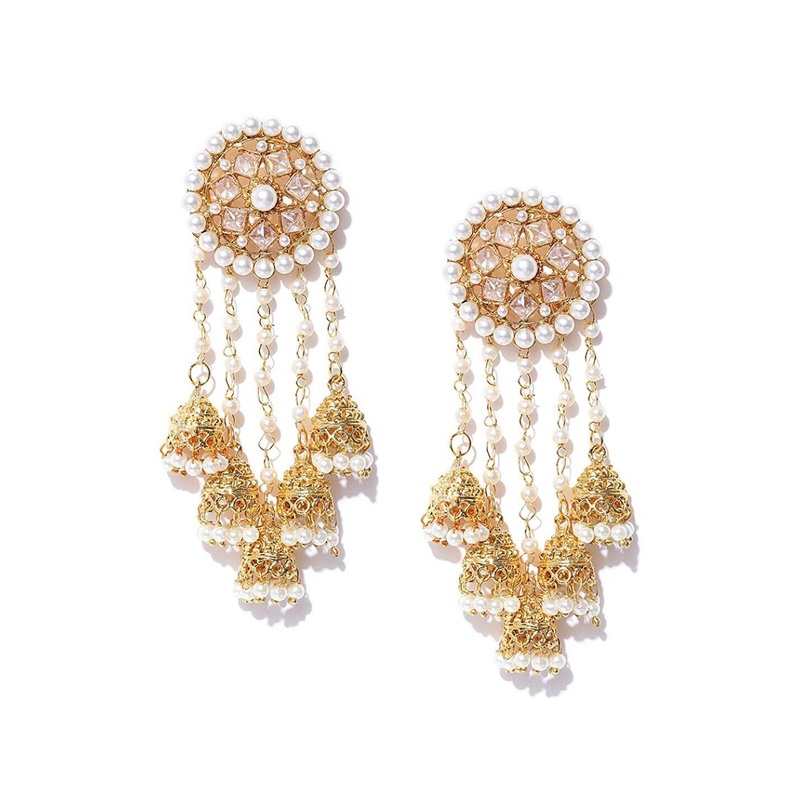 YouBella Gold Plated Circular Beaded Jhumkas