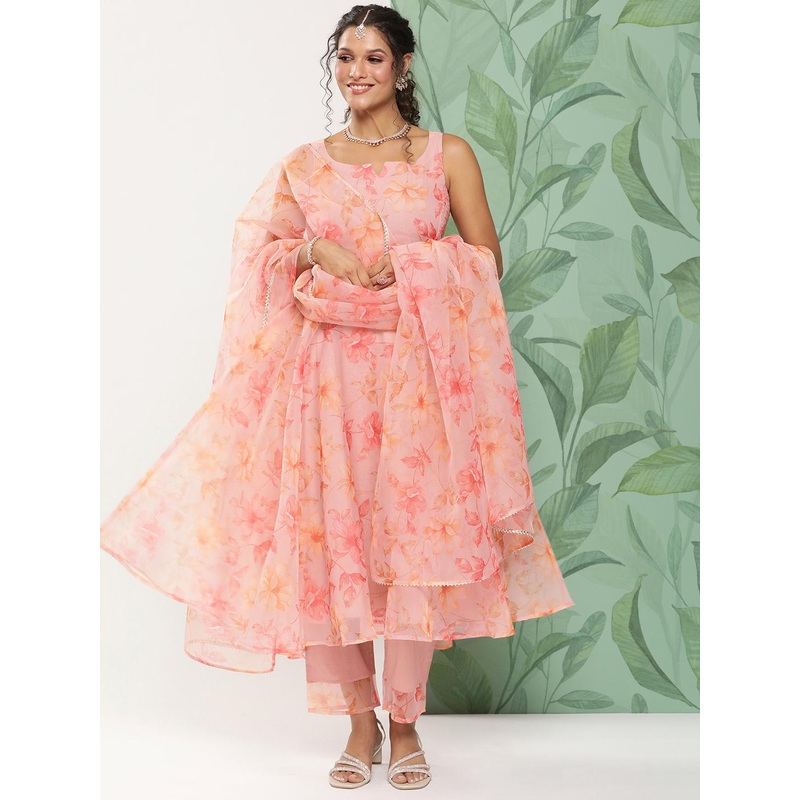 anayna Floral Printed Empire Gotta Patti Kurta with Trousers & With Dupatta