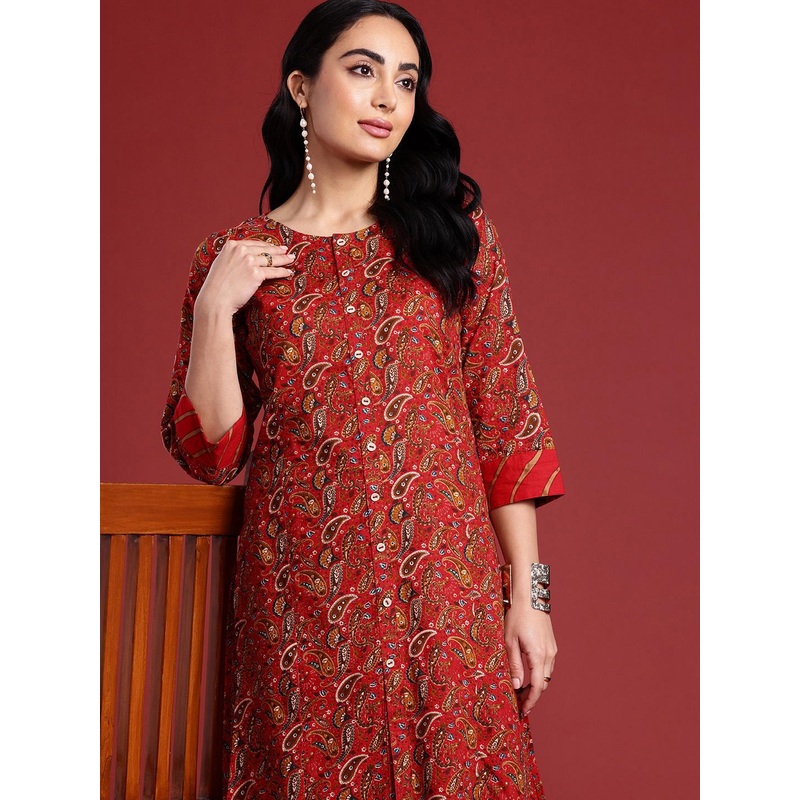 Anouk Women Paisley Printed Regular Pure Cotton Kurta with Trousers