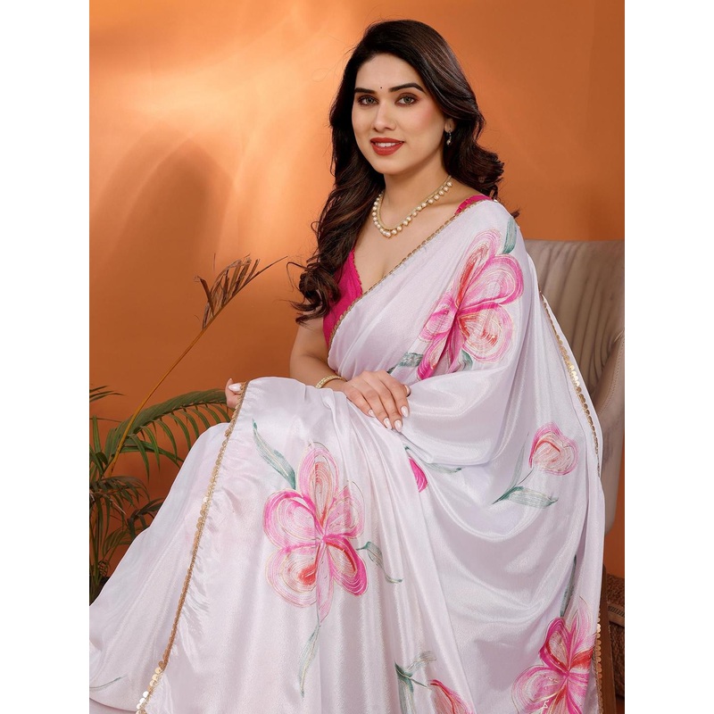 DIVASTRI Floral Printed Embroidered Saree