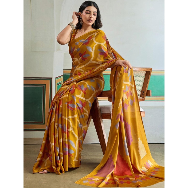 Anouk Rustic Floral Printed Banarasi Saree