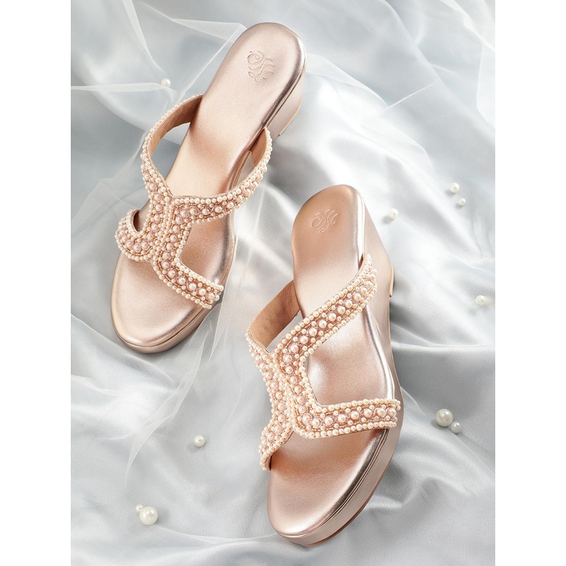 House of Pataudi Ethnic Embellished Wedge Heels