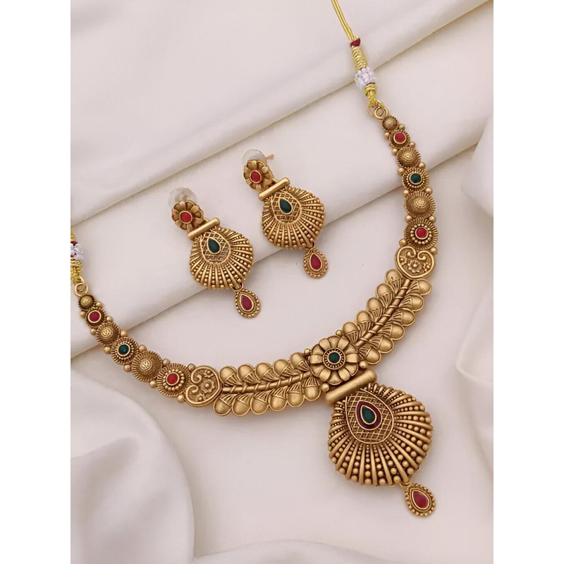 Anouk Women Gold-Plated Cubic Zirconia Stone Studded Jewellery Set