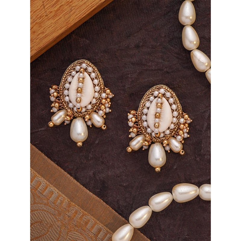 EVERSTYLISH Artificial Beaded Oval Studs