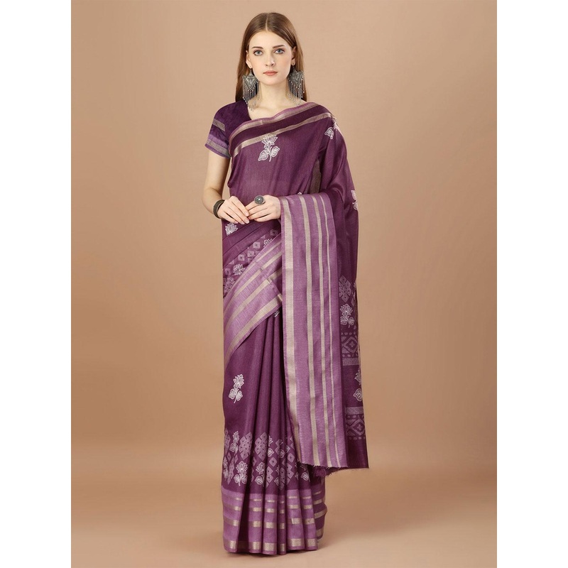HERE&NOW Ethnic Motifs Printed Saree With Blouse Piece