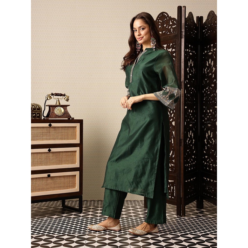 House of Pataudi Regular Jashn Kurta with Trousers & With Dupatta