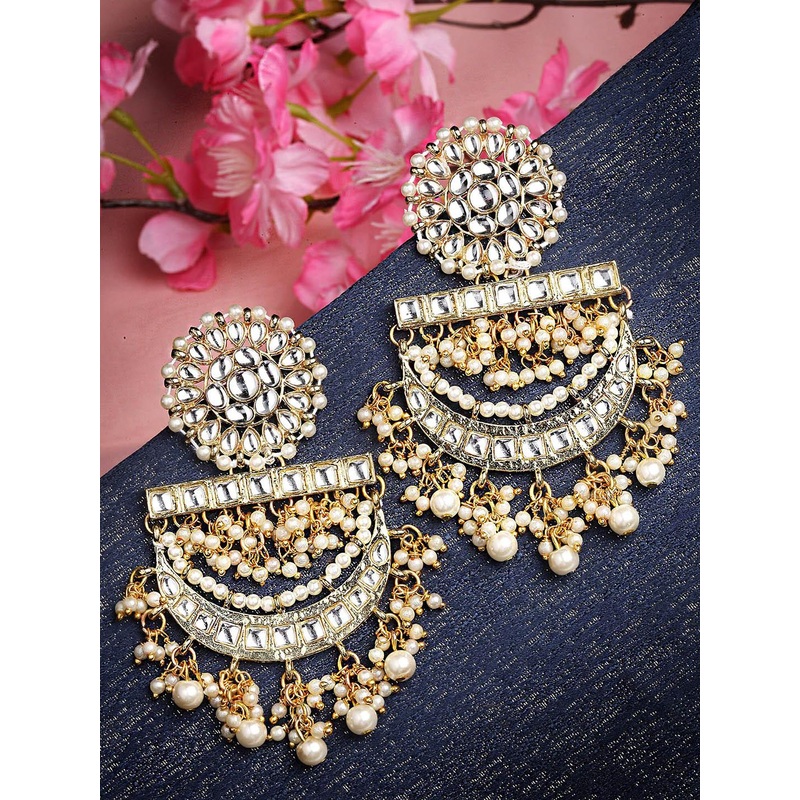 KARATCART Gold-Toned Contemporary Drop Earrings