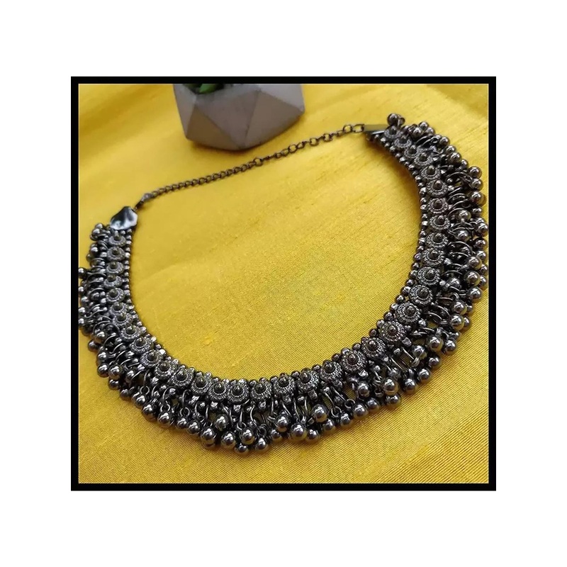 Sangria Artificial Beaded Oxidized Payal Necklace