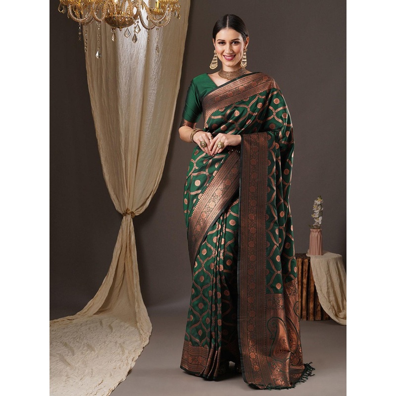 Anouk Woven Design Zari Silk Blend Banarasi Saree