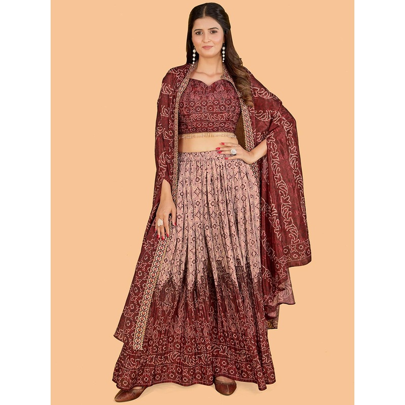 CHANSI Ethnic Motifs Printed Gotta Patti Regular Top with Palazzos & shrug