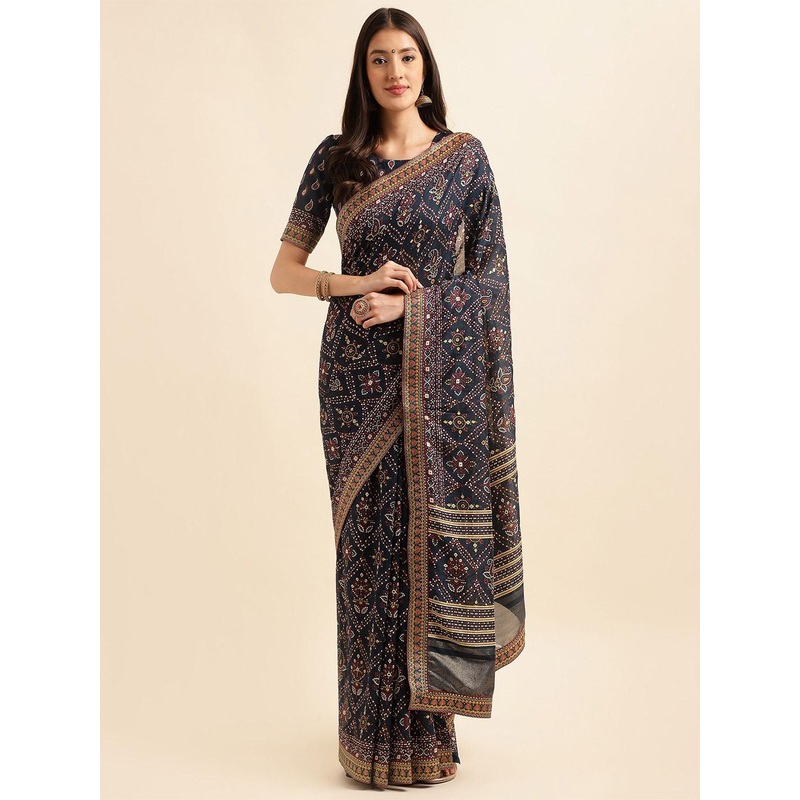 HERE&NOW Bandhani Art Silk Saree