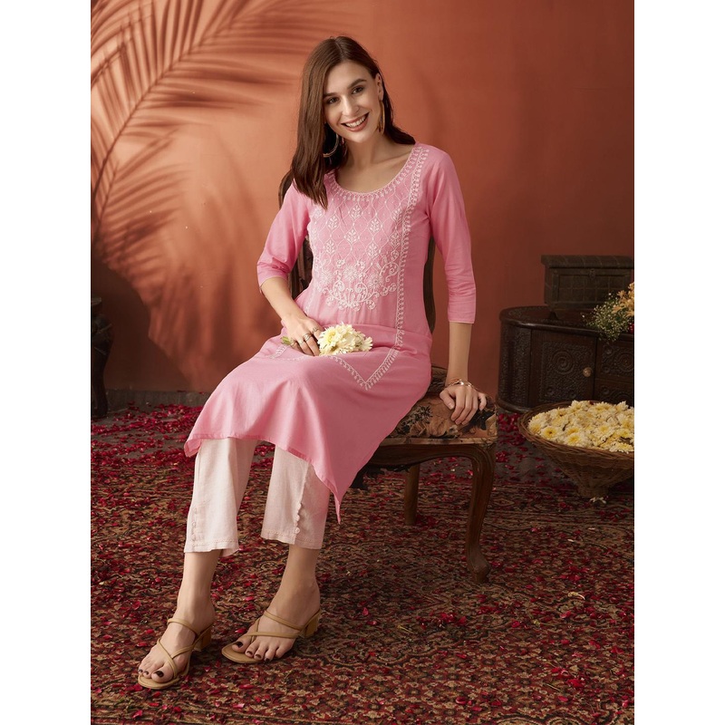 SZN Women Cotton Embroidered Kurta