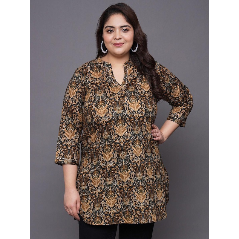 Tissu Plus Size Ethnic Motifs Printed Gotta Patti Pure Cotton Kurti