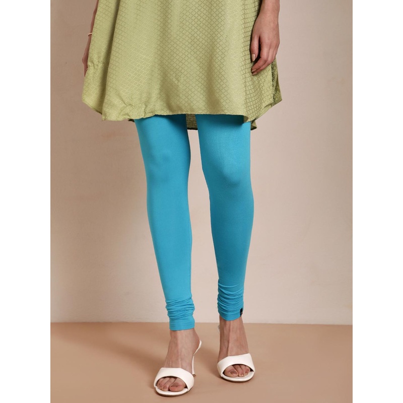 TWIN BIRDS Women Blue Solid Churidar-Length Leggings