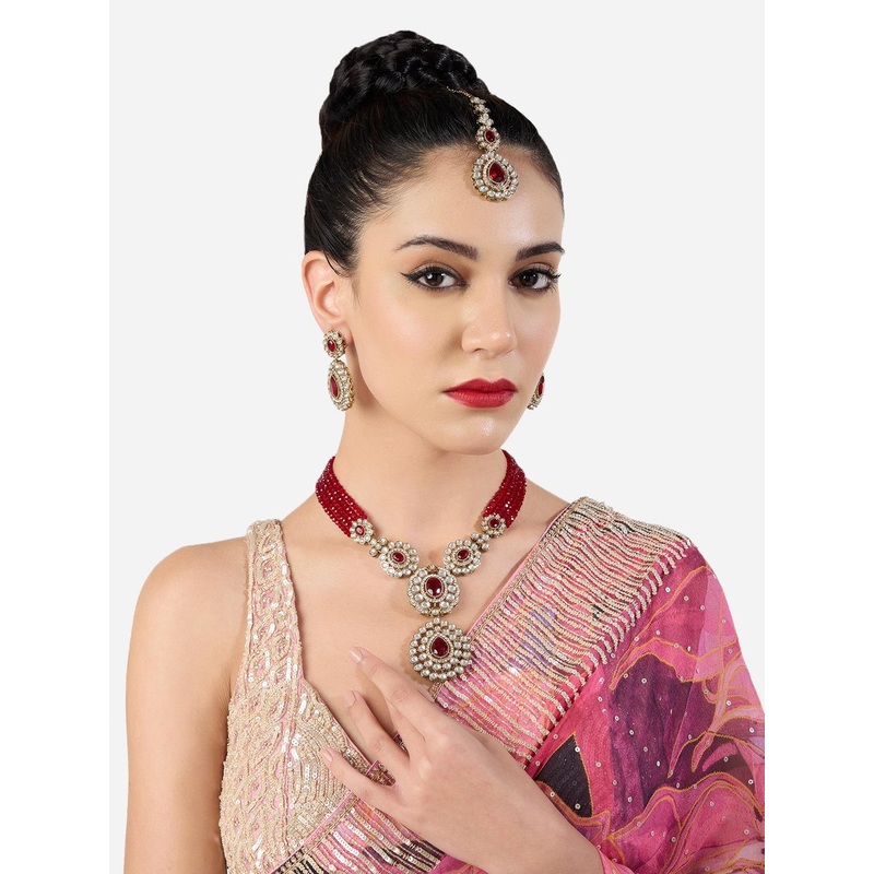 Zaveri Pearls Kundan-Studded Jewellery Set