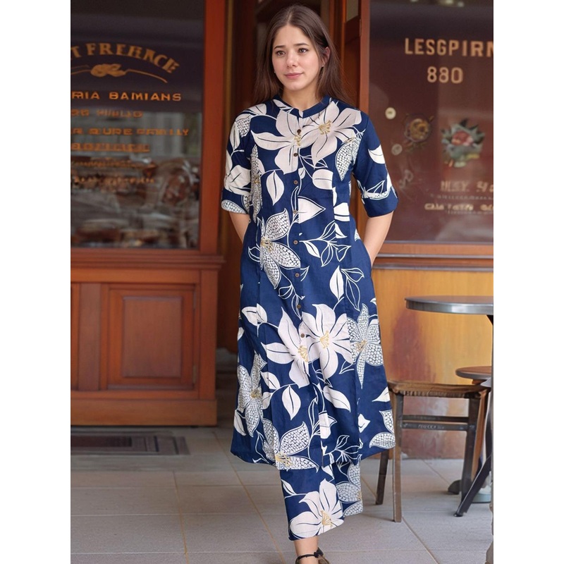 Aaghnya Women Floral Printed A-Line Kurta with Palazzos