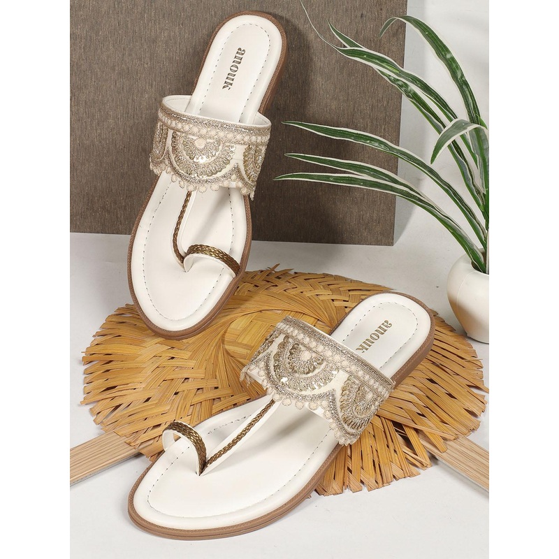 Anouk Women Embellished Embroidered One Toe Flats