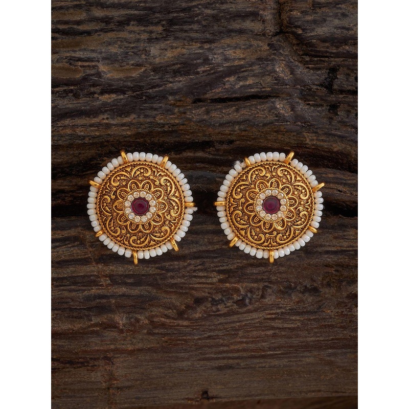 Kushal’s Fashion Jewellery Gold Plated Artificial Stones Antique Studs