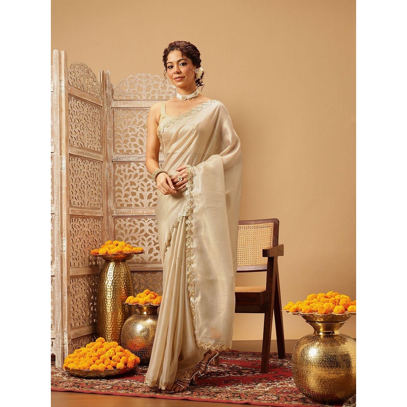 Silk Land Gotta Patti Silk Cotton Muga Saree