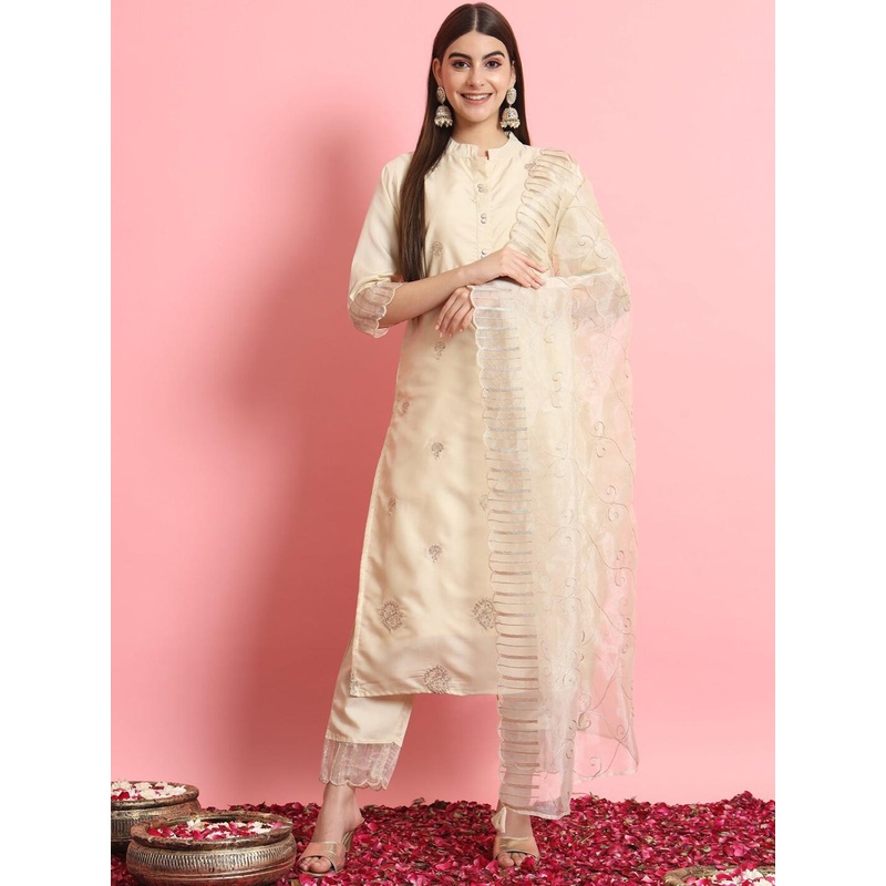 VredeVogel Ethnic Motifs Embroidered Regular Thread Work Kurta with Trousers & Dupatta