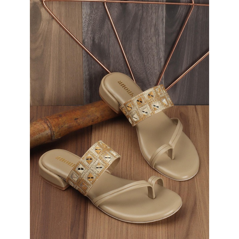 Anouk Embellished One Toe Block Heels