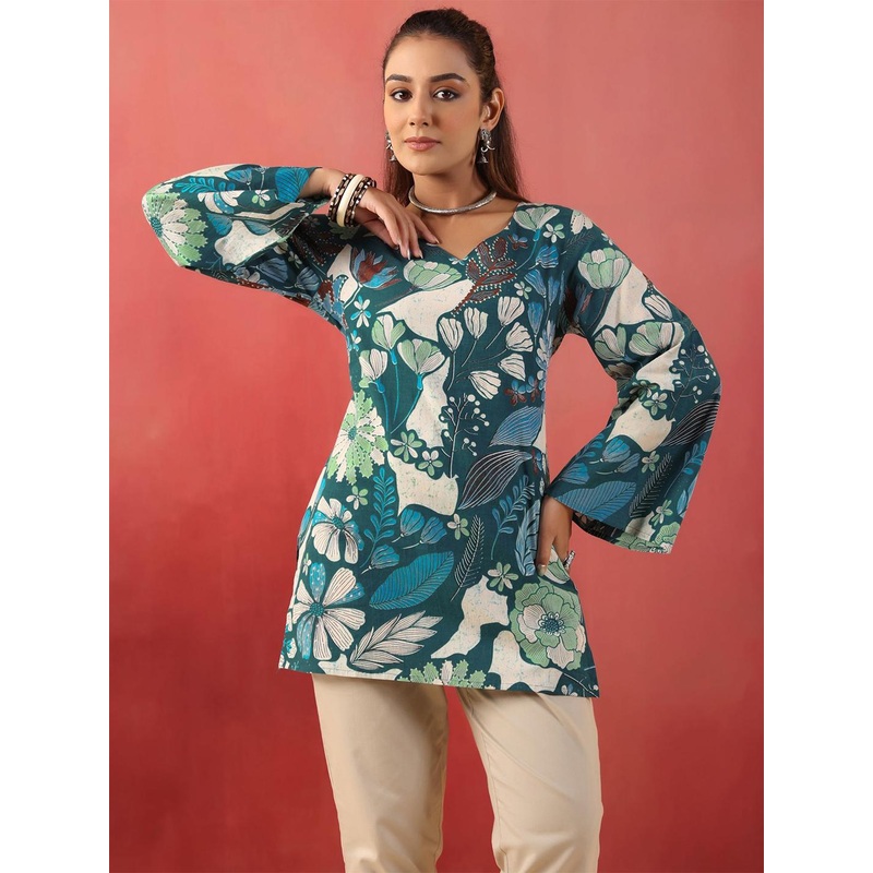 Anouk Rustic Women Printed V-Neck Pure Cotton Kurti