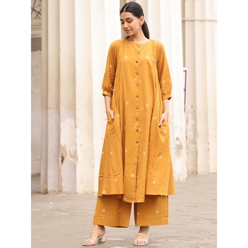 GoSriKi Geometric Printed Round Neck A Line Kurta With Palazzos