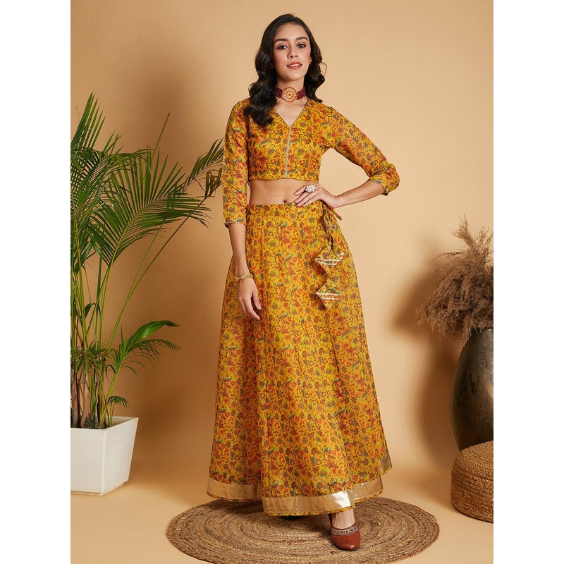Shae by SASSAFRAS Floral Printed Gotta Patti Ready to Wear Lehenga Choli