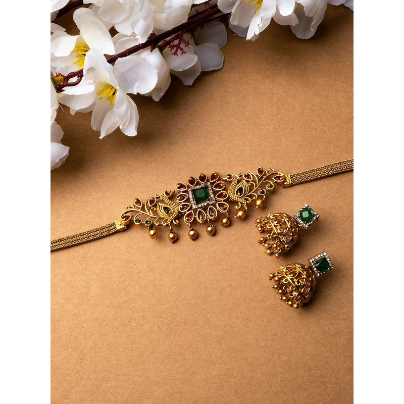 StileAdda Gold Plated Stone Studded Jewellery Set