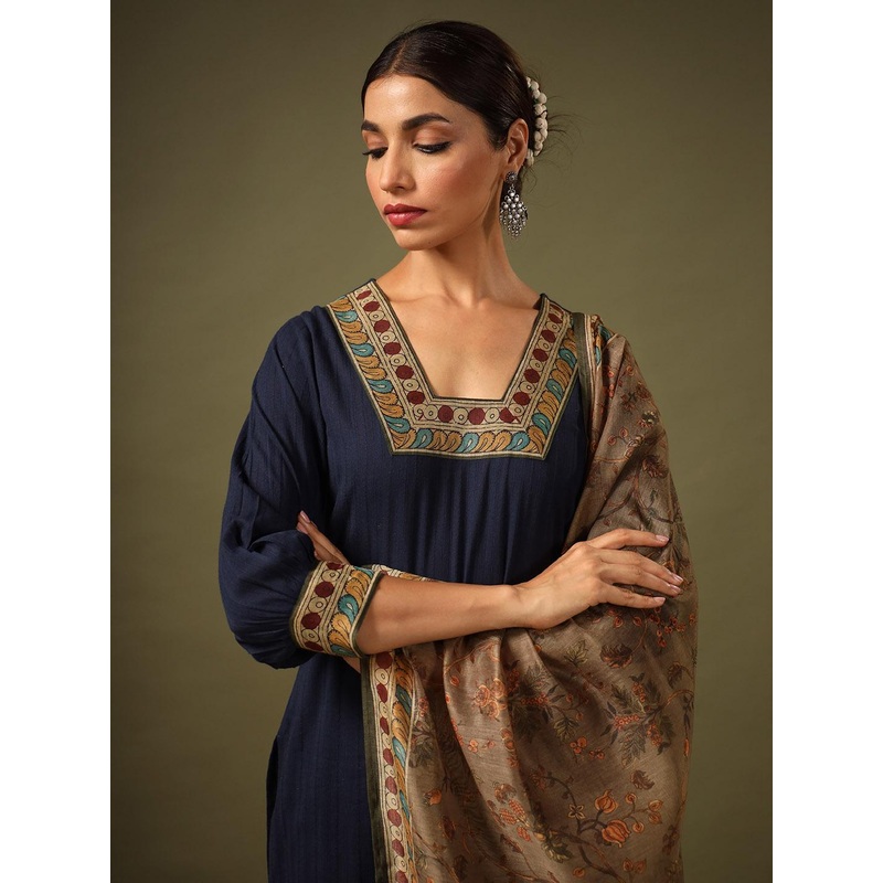 anayna Ethnic Motifs Pure Cotton Kurta With Trousers & Dupatta