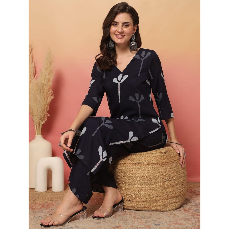 Anouk Rustic Women Floral Print Regular Kurta with Palazzos