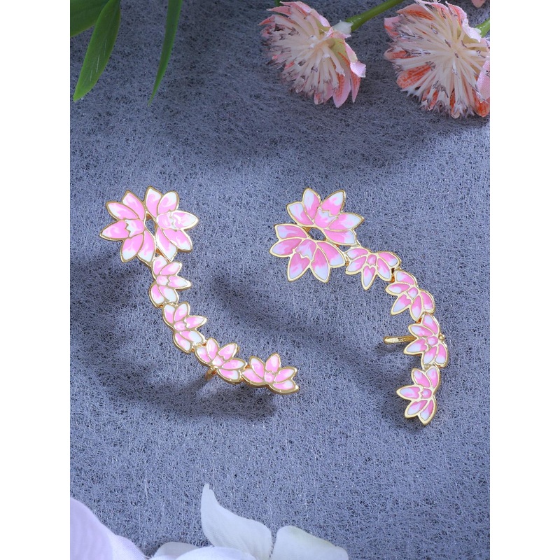Estele Gold-Plated Floral Ear Cuff Earrings