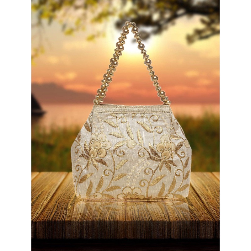 Wenz Embroidered Fabric Potli Clutch