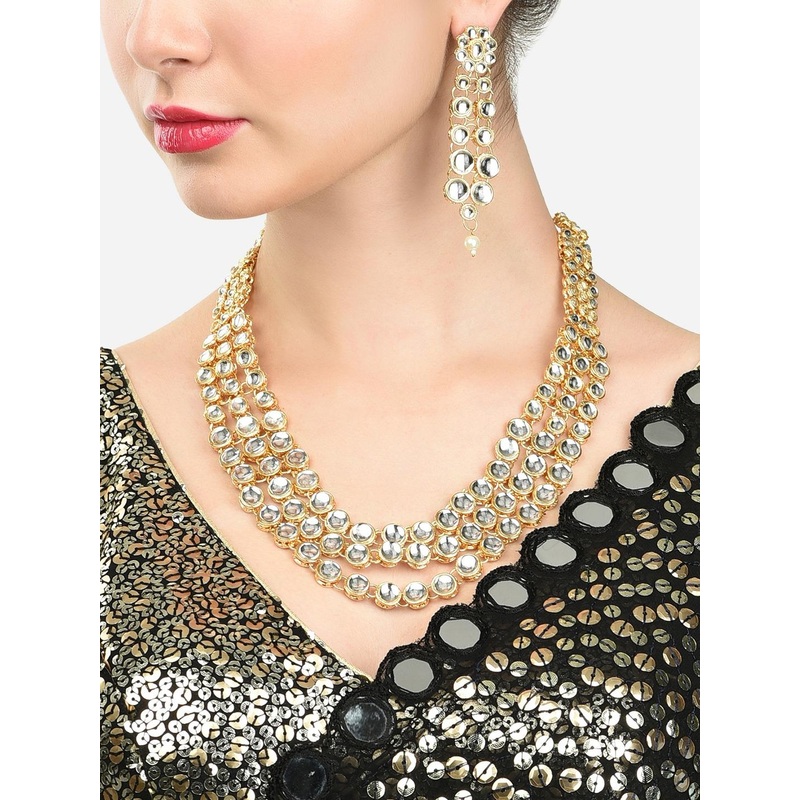 Zaveri Pearls Gold Toned Kundan Jewellery Set