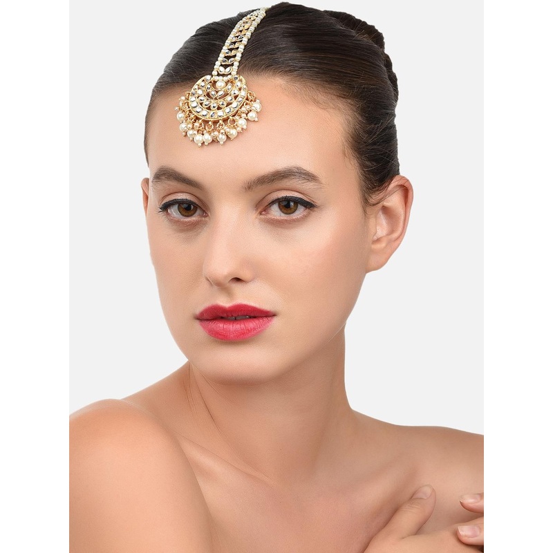 Zaveri Pearls Gold-Toned Kundan Studded Traditional Maangtikka