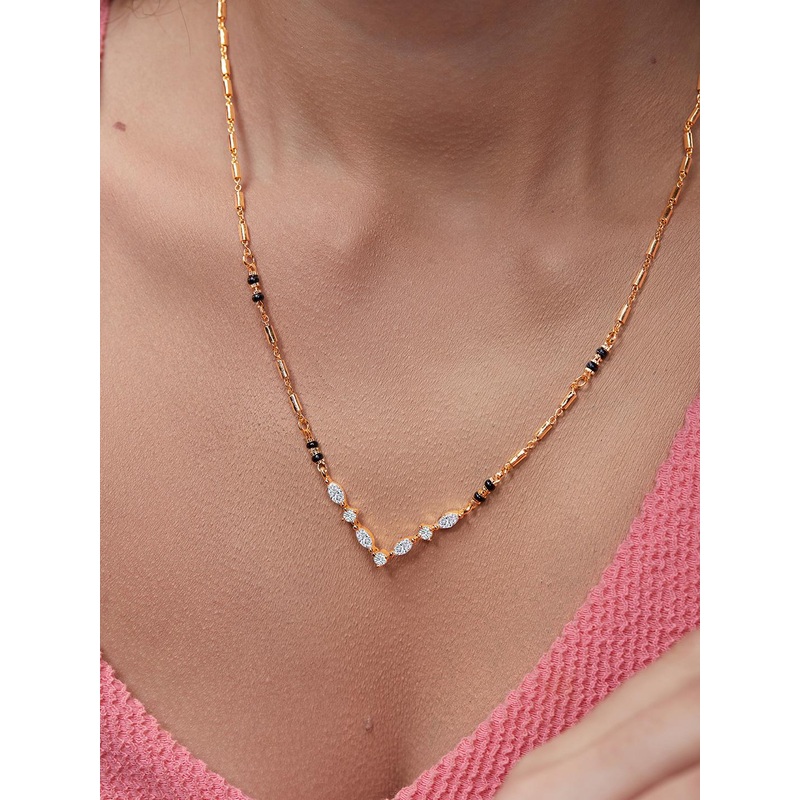 MINUTIAE Gold-Plated Artificial Stones and Beads Mangalsutra