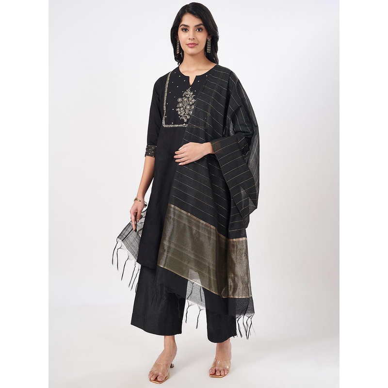 RANGMANCH BY PANTALOONS Striped Zari Dupatta