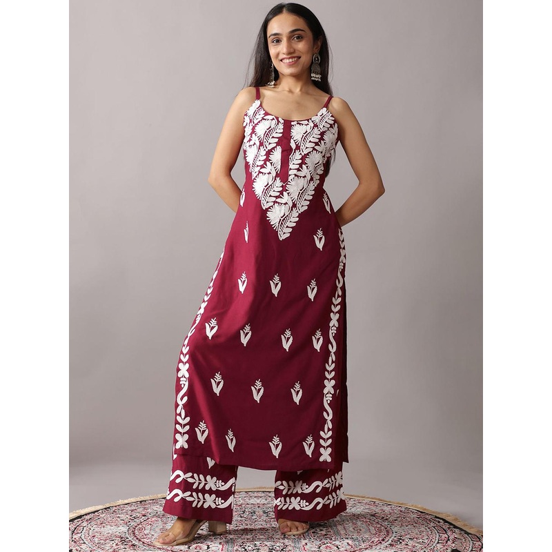 Women Ethnic Motifs Embroidered Kurta with Palazzos